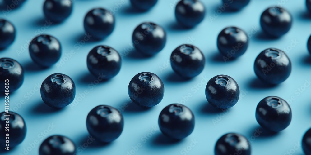 Fototapeta premium Blueberries on Blue Surface