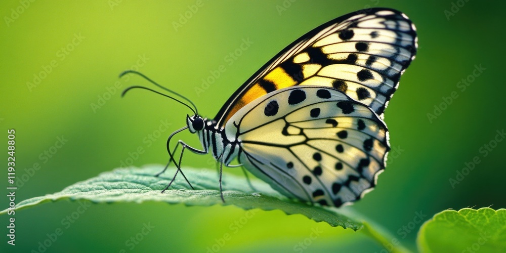 Obraz premium Butterfly on Leaf Close Up