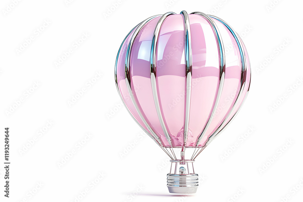 Obraz premium Elegant Pink Hot Air Balloon with Shiny Metallic Frame Design