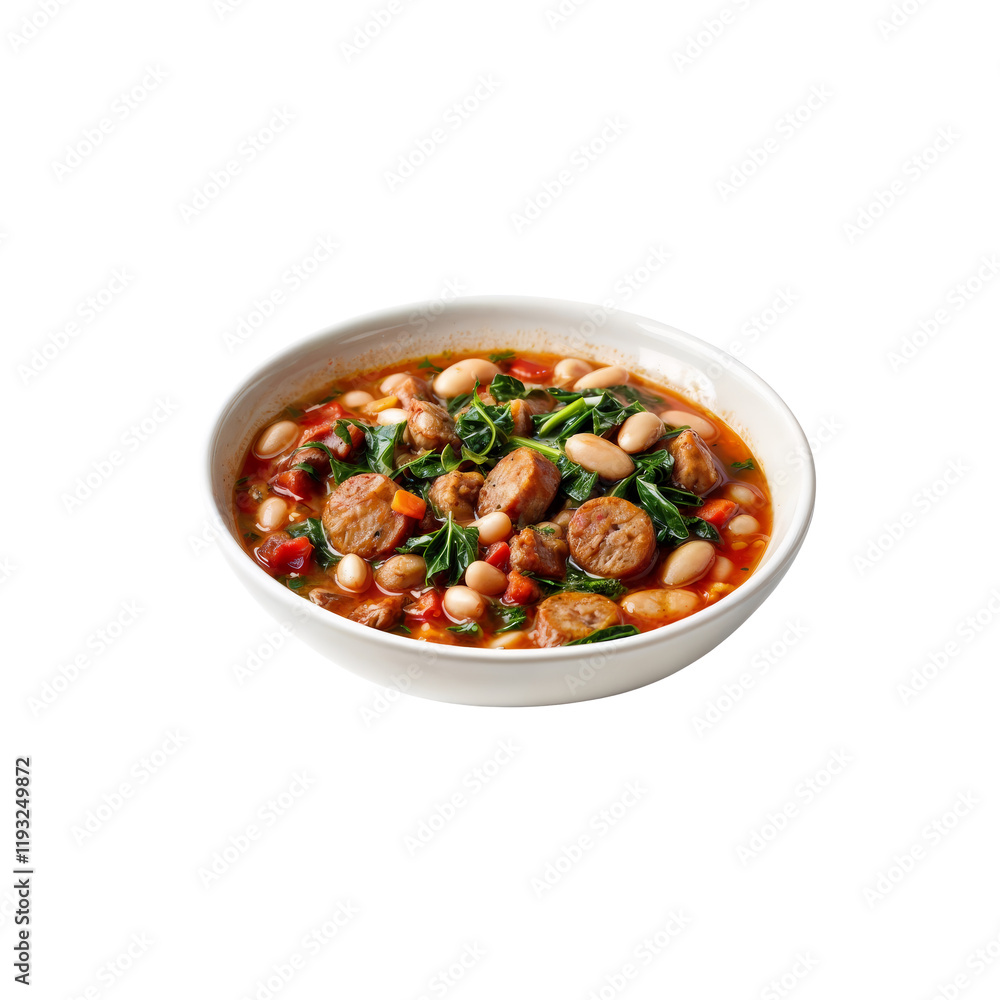 Hearty Sausage and Bean Stew: A rustic bowl of flavorful sausage and bean stew, simmered to perfection with tender vegetables and herbs, perfect for a cozy autumn meal. Hearty Sausage and Bean Stew: A rustic bowl of flavorful sausage and bean stew, simmered to perfection with tender vegetables and herbs, perfect for a cozy autumn meal.