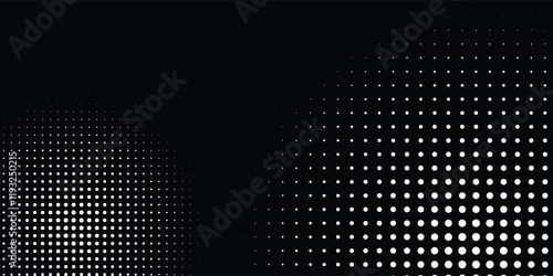 Set of halftone dots gradient pattern texture isolated on white background. Straight dotted spots using halftone circle dot raster texture. Vector blot half tone collection.