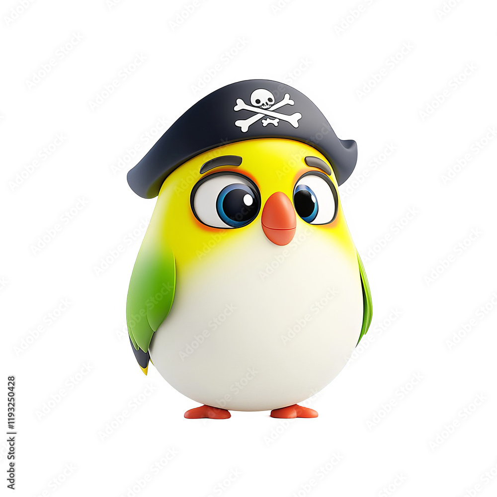 Obraz premium Pirate-themed cartoon bird character digital illustration whimsical style studio environment fun concept for kids