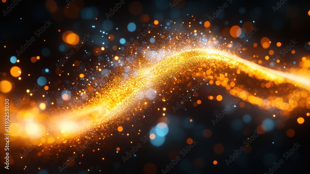 Naklejka premium Vibrant Flow of Glowing Particles Creating a Dynamic Background