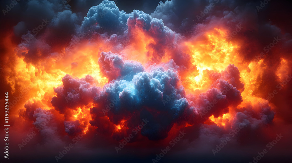 Fiery and Icy Clouds Clashing in a Dramatic Sky Fiery and Icy Clouds Clashing in a Dramatic Sky