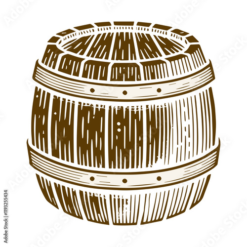 wooden barrel vector illustration isolated on  white background.