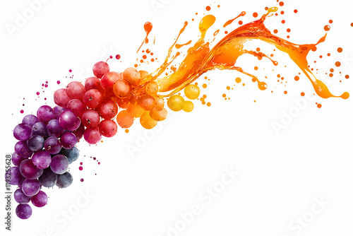 Vibrant Splash of Colorful Grapes with Juice Explosion