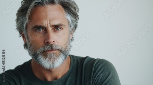 Bearded Man with Grey Hair, Contemplative Portrait