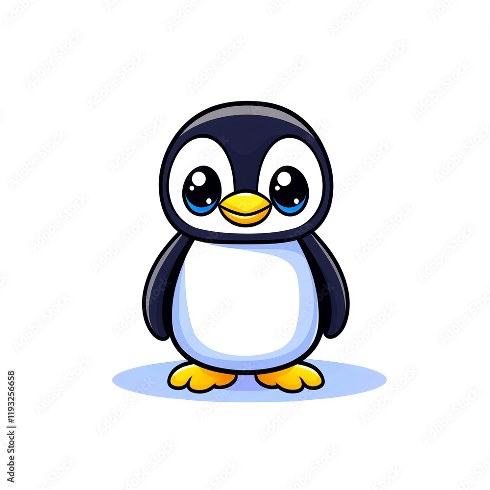 Obraz premium Cute penguin illustration digital art cartoon style playful concept for kids