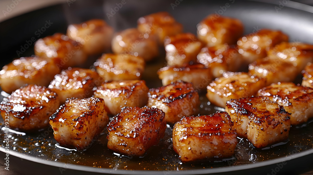 Crispy Pan-Fried Pork Cubes with Rich Brown Glaze Crispy Pan-Fried Pork Cubes with Rich Brown Glaze
