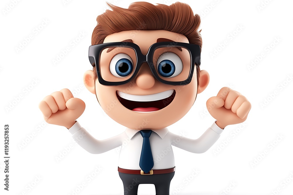 Happy Cartoon Man in Suit with Glasses Happy Cartoon Man in Suit with Glasses