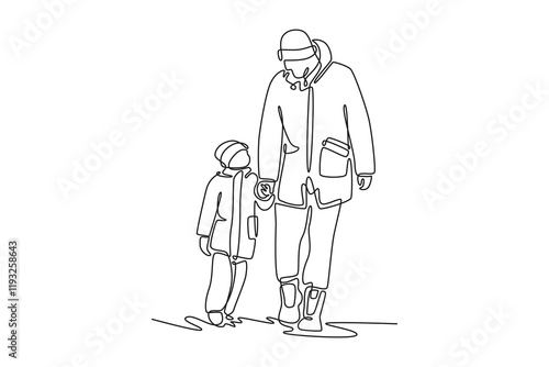 Winter concept. Single line draw design vector graphic illustration.