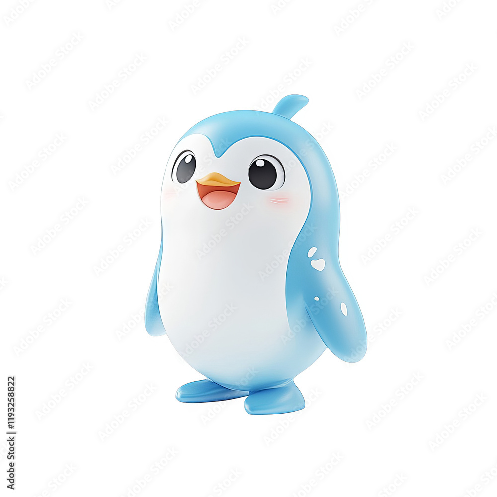 Fototapeta premium Playful blue penguin toy children's room decorative figure bright environment close-up view whimsical concept