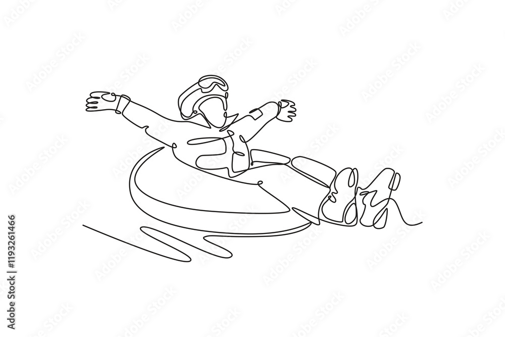 Fototapeta premium Winter concept. Single line draw design vector graphic illustration.