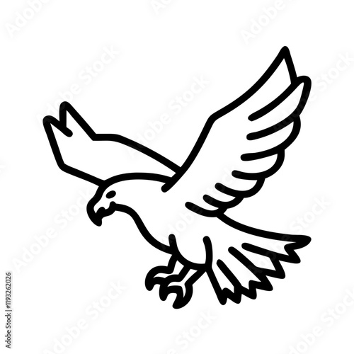 eagle in flight icon, eagle in flight line art - simple line art of eagle in flight, perfect for eagle in flight logos and icons and themed design photo