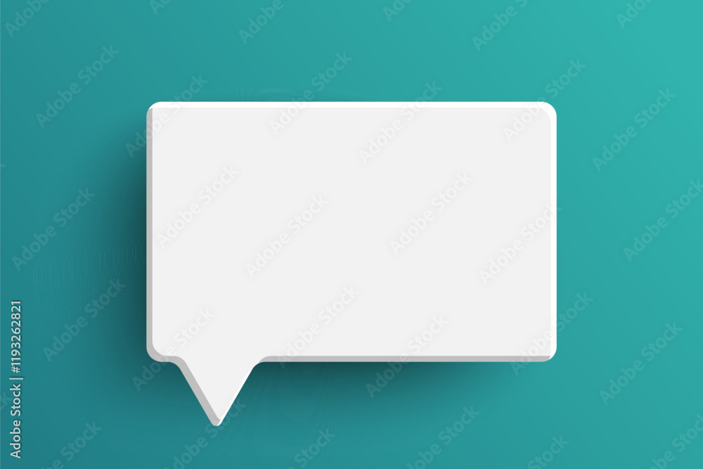 White rectangle speech bubble on green background White rectangle speech bubble on green background