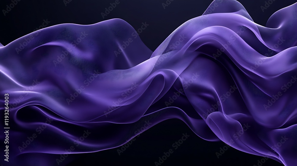 Obraz premium Abstract purple fabric flow, dark background, elegant design, website banner
