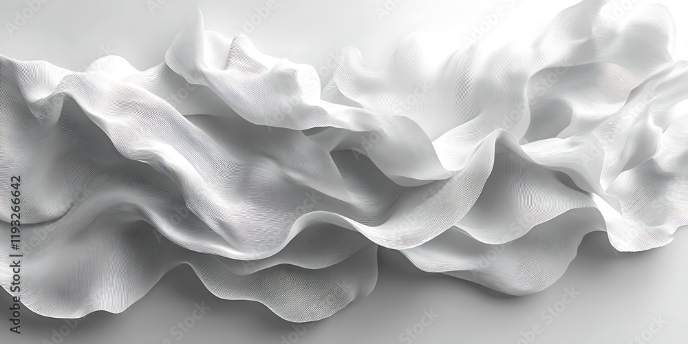 Obraz premium White fabric waves, flowing softly on light background. Abstract texture for design
