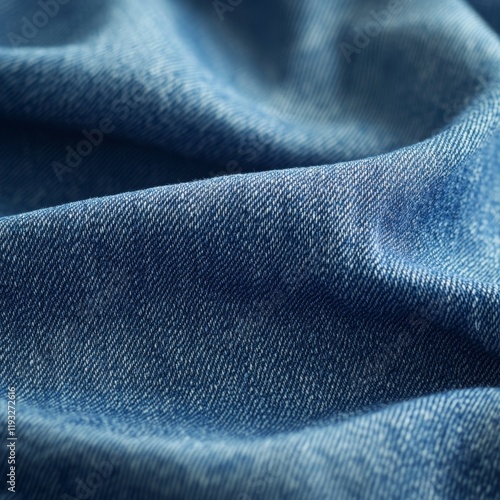 Close-up of textured denim fabric folds.