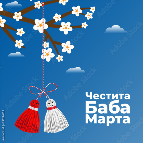 Vector illustration of Baba Marta Day social media template