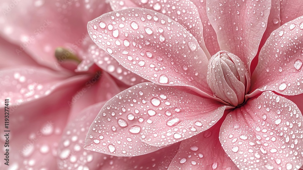 Fototapeta premium Georgia Day Celebration Delicate pink flower with water droplets.