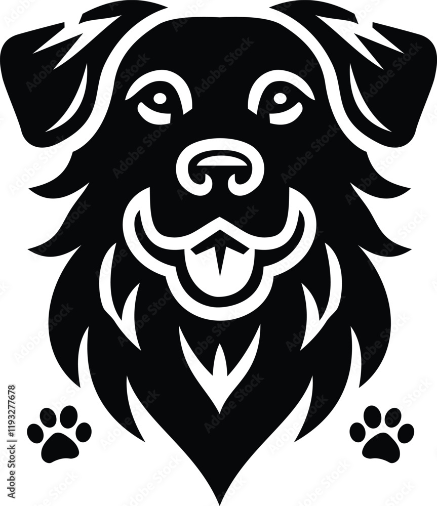 Obraz premium headshot dog logo icon, silhouette style, minimalist, transparent background.