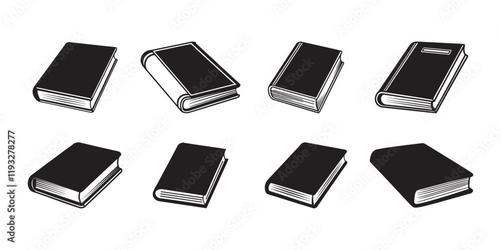 Book icons set isolated on white background. Text book icons collection. Book icons set isolated on white background. Text book icons collection.