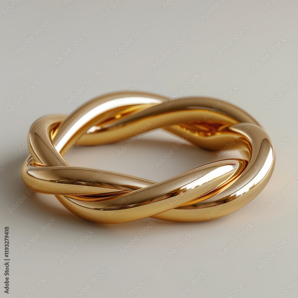 Fototapeta premium Mockup of a blank elegant gold bangle set against a white background, perfect for stylish jewelry, high-end fashion, and fine accessory mockups.