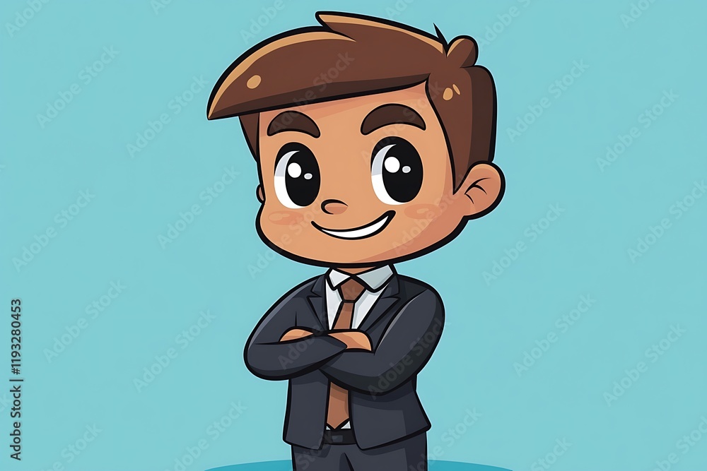Cute Businessman Cartoon Character Big Eyes Cute Businessman Cartoon Character Big Eyes