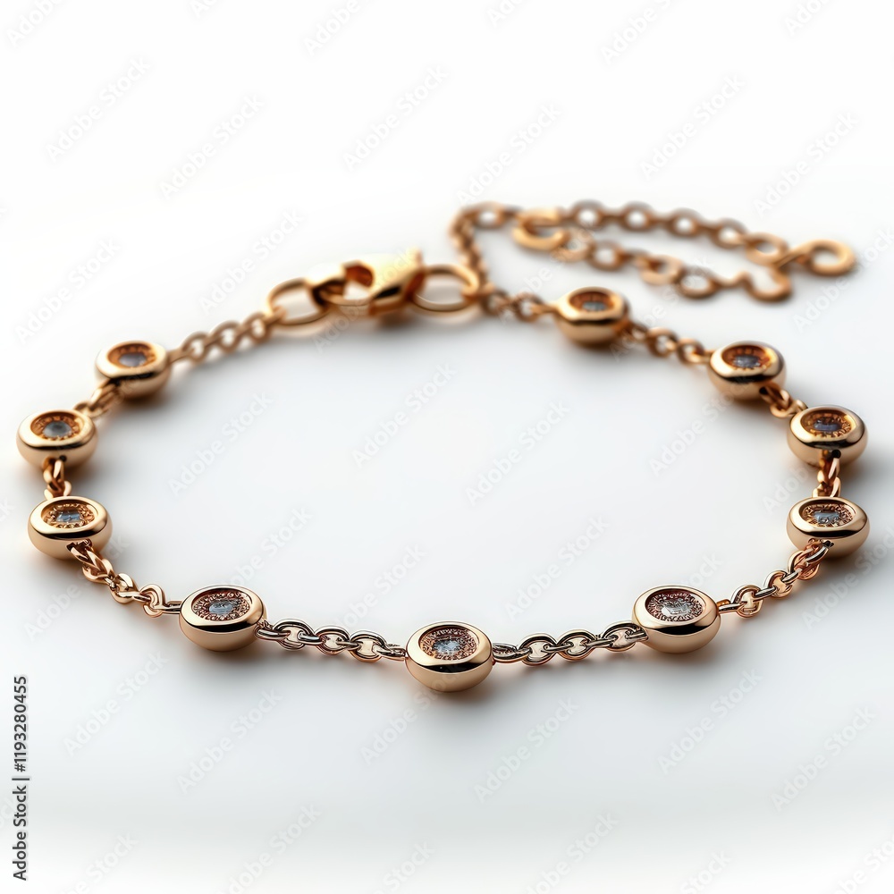 Mockup of a blank elegant gold bracelet with charms set against a white background, ideal for personalized jewelry, gift presentations, and luxury fashion accessories. Mockup of a blank elegant gold bracelet with charms set against a white background, ideal for personalized jewelry, gift presentations, and luxury fashion accessories.