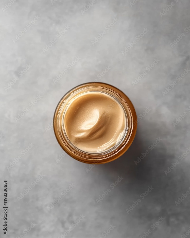 Creamy texture in a glass jar top view. Creamy texture in a glass jar top view.