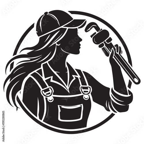 Plumber Silhouette Vector Illustration, Solid White Background.