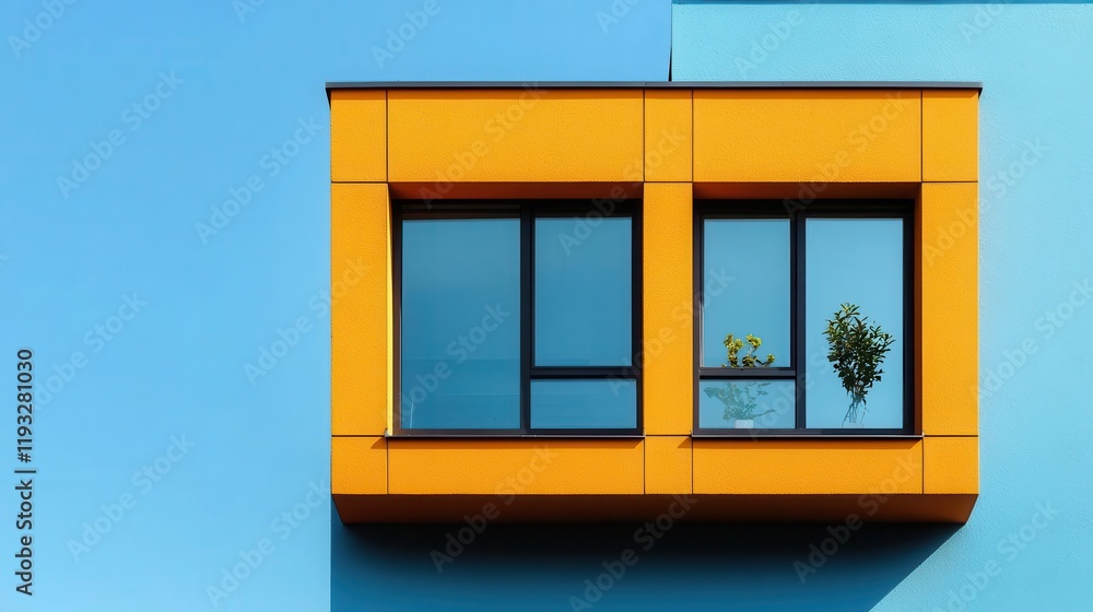 Obraz premium Modern passive house with large tripleglazed windows, passive house, sustainable architecture design