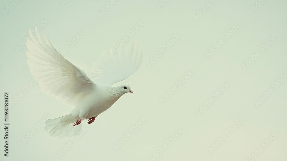 Obraz premium white dove flying in the sky
