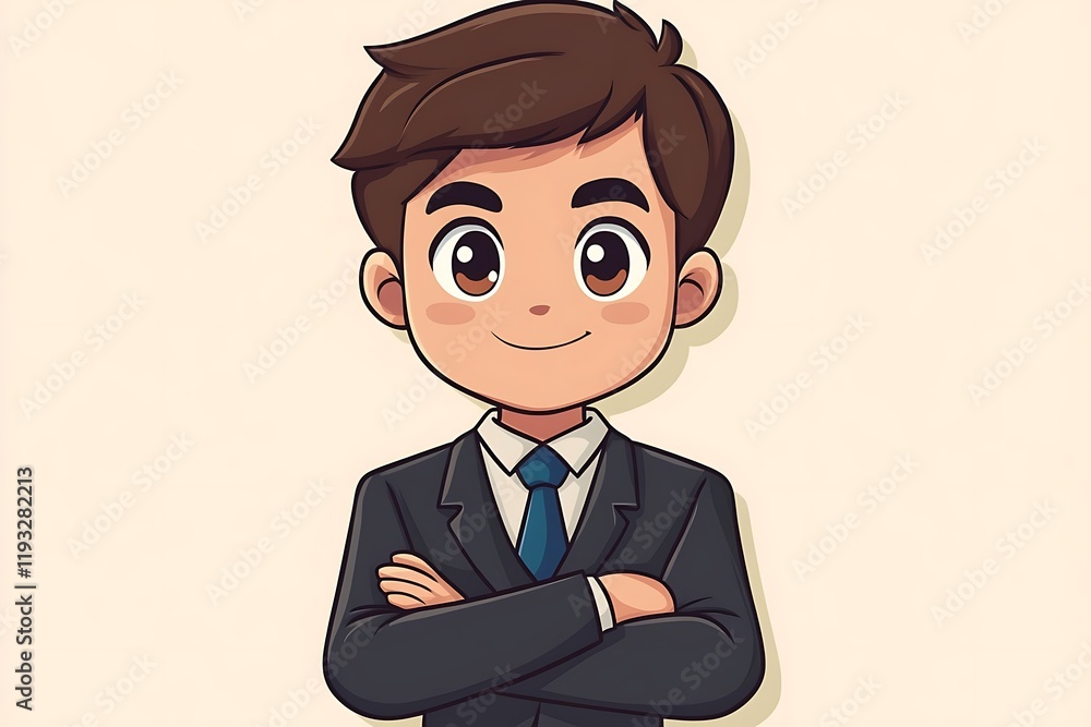 Smiling Cartoon Boy in Suit3