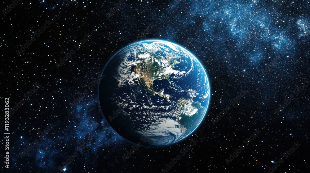 Earth in space with stars background Earth in space with stars background
