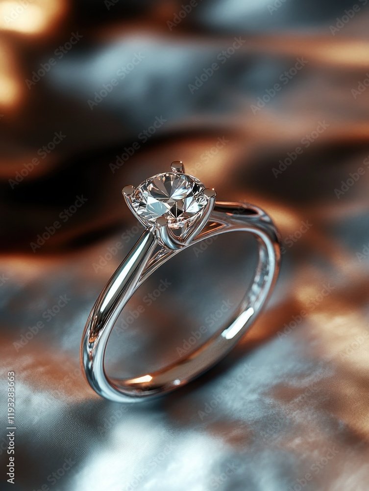 Shimmering Silver Engagement Ring with Brilliant Diamond Accent Shimmering Silver Engagement Ring with Brilliant Diamond Accent
