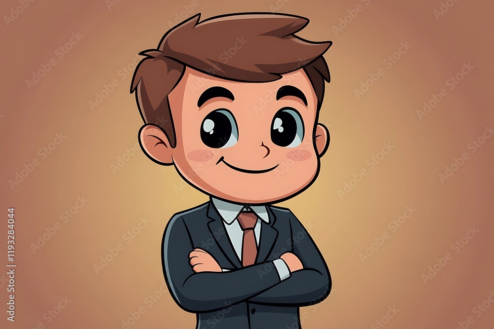 Cartoon Businessman Avatar Crossed Arms Success Cartoon Businessman Avatar Crossed Arms Success