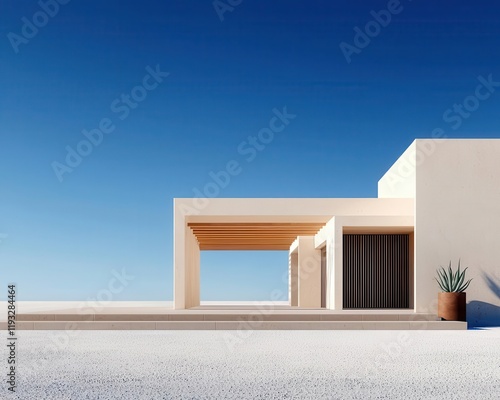 Passive house in desert climate with adobe walls, passive house, heatresistant architecture photo