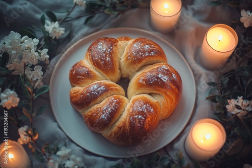 Sweet Bread Ring Cozy Bakery Candles Flowers