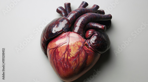 Realistic anatomical heart model isolated on gray photo