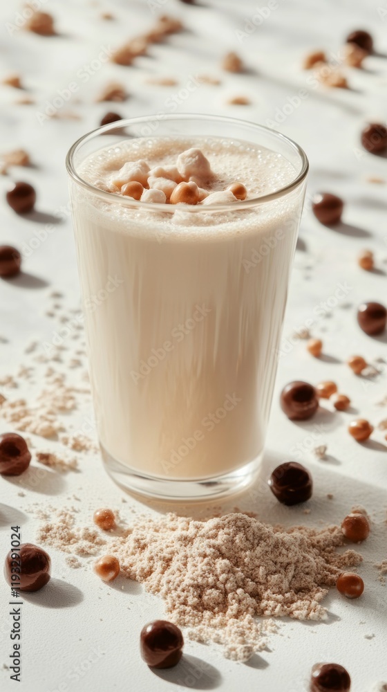 Nutty drink with creamy texture and oats. Nutty drink with creamy texture and oats.