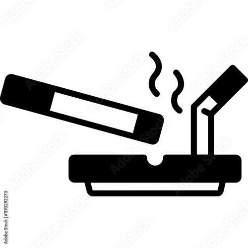 Ashtray glyph icon with isolated white background