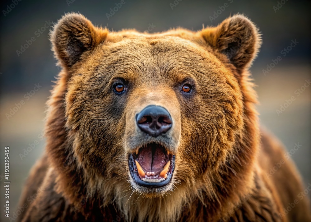 Aggressive Brown Bear Close Up Portrait - Minimalist Wildlife Photography Aggressive Brown Bear Close Up Portrait - Minimalist Wildlife Photography