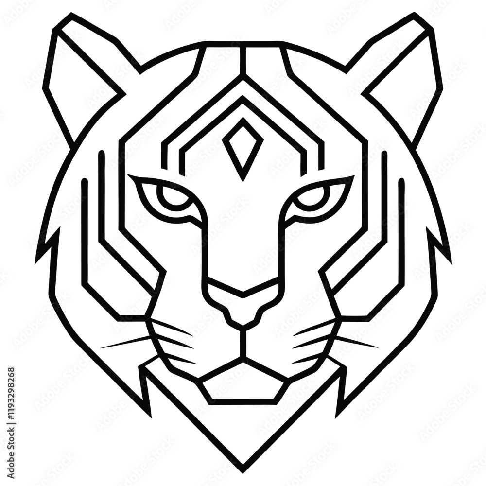 Modern Futuristic Tiger Head Outline Vector Design Modern Futuristic Tiger Head Outline Vector Design