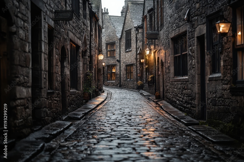 Gothic architecture enchanted night market in a medieval village Gothic architecture enchanted night market in a medieval village