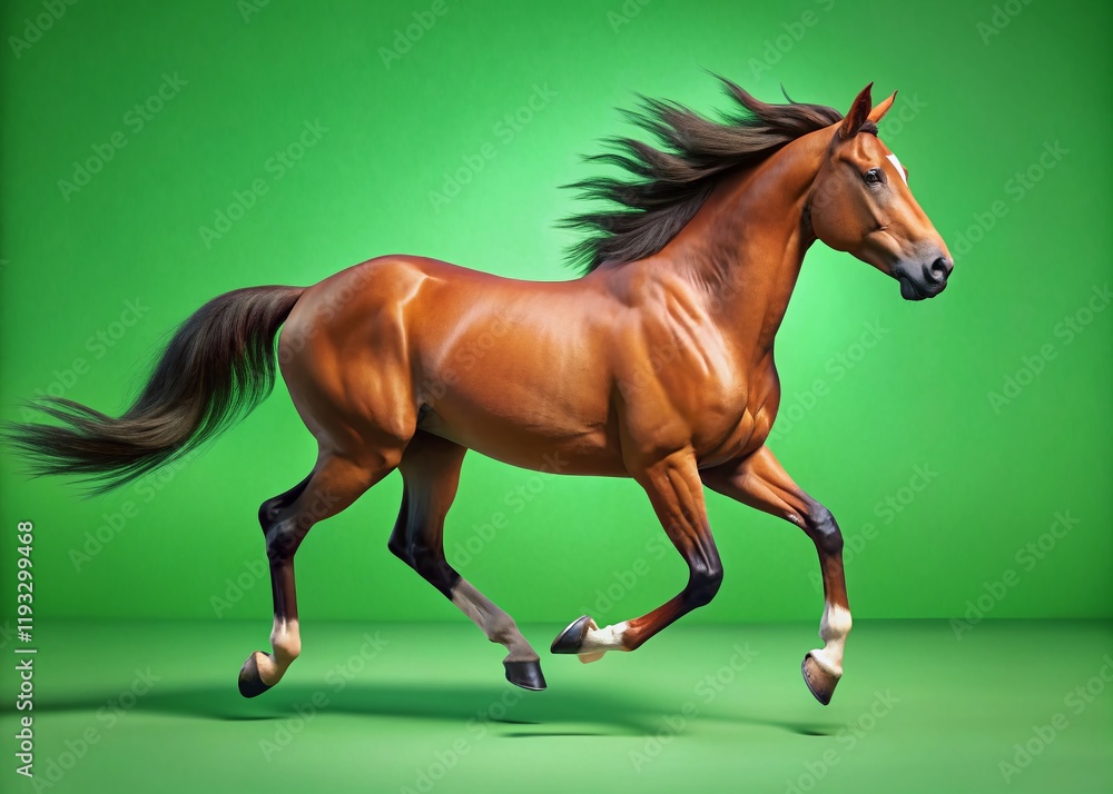 Animated Brown Horse Loopable Gait Cycle Stock Photo: Standing, Walk, Trot, Canter, Gallop
