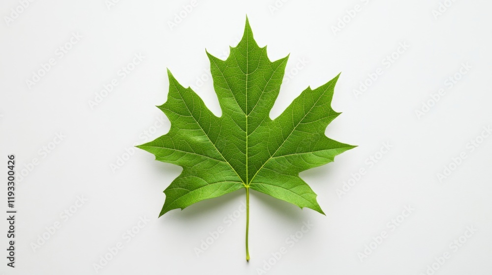 Fototapeta premium Green Maple Leaf Isolated on White Background for Nature Concepts