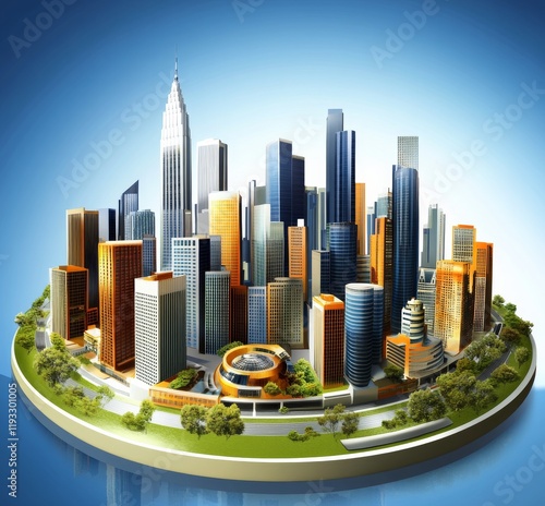 Circular Cityscape 3D Rende...