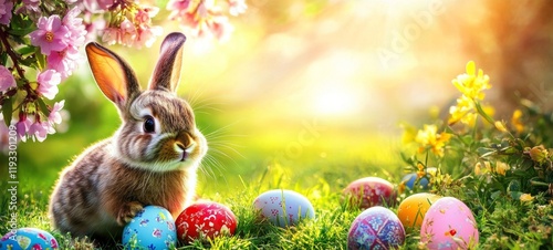 Easter Bunny with Colorful ...