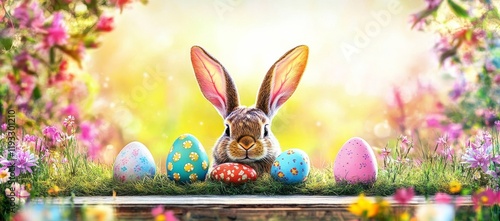 Easter Bunny with Painted E...
